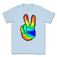 Dusty Blue rainbow peace sign Classic Tee - Jasminsmagicworld