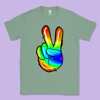 Rainbow Peace Sign Classic Tee Designed By Jasminsmagicworld