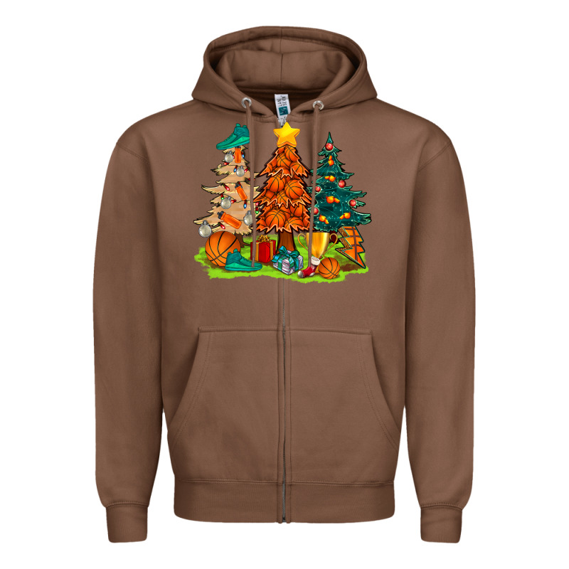 Christmas Basketball Trees Bbs Zipper Hoodie by BundleAndBundleShop | Teevron