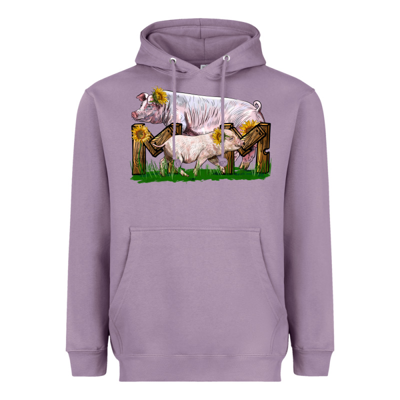 Mom With White Chester Pig And Baby Pig Heavyweight Hoodie by LillyAllenDesigns | Teevron
