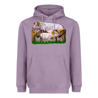 Lavender Mom With White Chester Pig And Baby Pig Heavyweight Hoodie - LillyAllenDesigns