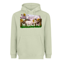 Matcha Mom With White Chester Pig And Baby Pig Heavyweight Hoodie - LillyAllenDesigns