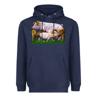 Navy Mom With White Chester Pig And Baby Pig Heavyweight Hoodie - LillyAllenDesigns