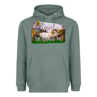 Sage Mom With White Chester Pig And Baby Pig Heavyweight Hoodie - LillyAllenDesigns
