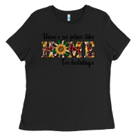 Black there's no place like home for holidays Ladies Tee - RanaPortraitStore