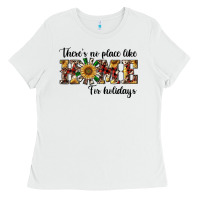 White there's no place like home for holidays Ladies Tee - RanaPortraitStore