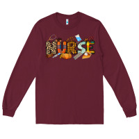 Burgundy Fall Nurse Long Sleeve Tee - NancyCooperArtShop
