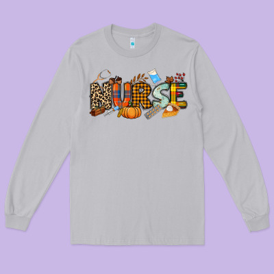 Fall Nurse Long Sleeve Tee Designed By Nancycooperartshop