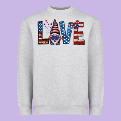 4th Of July Love Gnome Heavyweight Sweatshirt Designed By Howdyjamesfarm