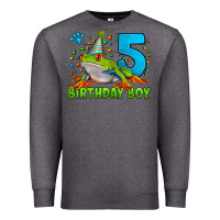 Charcoal Heather Birthday Boy Frog Age 5 Premium Sweatshirt - LillyAllenDesigns