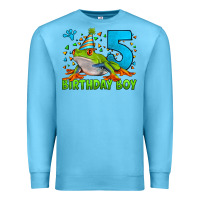 Ocean Blue Birthday Boy Frog Age 5 Premium Sweatshirt - LillyAllenDesigns