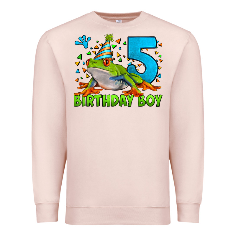 Birthday Boy Frog Age 5 Premium Sweatshirt by LillyAllenDesigns | Teevron