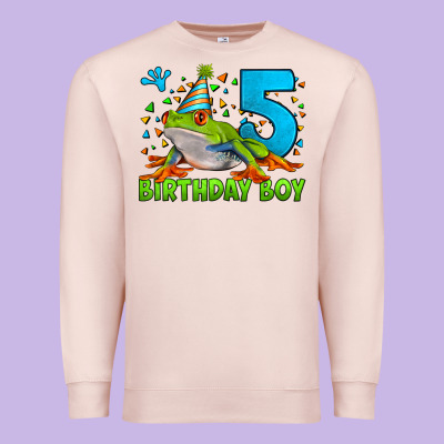 Birthday Boy Frog Age 5 Premium Sweatshirt Designed By Lillyallendesigns