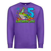 Purple Birthday Boy Frog Age 5 Premium Sweatshirt - LillyAllenDesigns