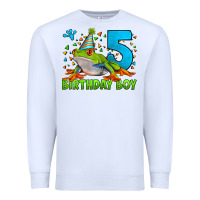 White Birthday Boy Frog Age 5 Premium Sweatshirt - LillyAllenDesigns