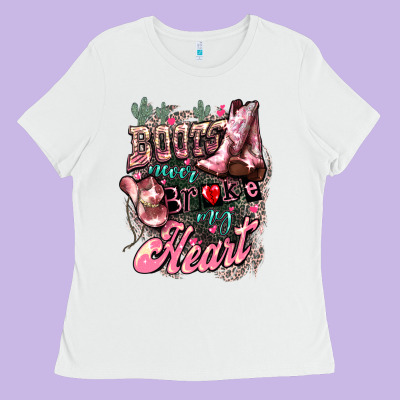 Boots Never Broke My Heart Ladies Tee Designed By Nancycooperartshop