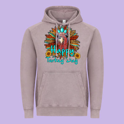 Happy Turkey Day Sunflower Vintage Hoodie Designed By Ranaportraitstore