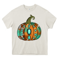 Cream Western cowhide turquoise pumpkin Heavy Core Tee - NancyCooperArtShop