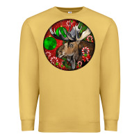Antique Gold moose buck deer christmas Premium Sweatshirt - LillyAllenDesigns