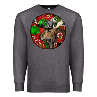 Charcoal Heather moose buck deer christmas Premium Sweatshirt - LillyAllenDesigns