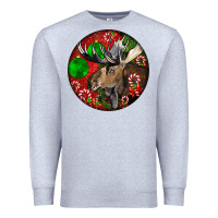 Heather Grey moose buck deer christmas Premium Sweatshirt - LillyAllenDesigns