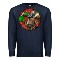 Navy moose buck deer christmas Premium Sweatshirt - LillyAllenDesigns