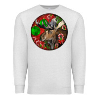 Oatmeal Heather moose buck deer christmas Premium Sweatshirt - LillyAllenDesigns