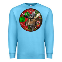 Ocean Blue moose buck deer christmas Premium Sweatshirt - LillyAllenDesigns