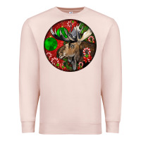 Pale Pink moose buck deer christmas Premium Sweatshirt - LillyAllenDesigns
