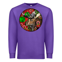 Purple moose buck deer christmas Premium Sweatshirt - LillyAllenDesigns