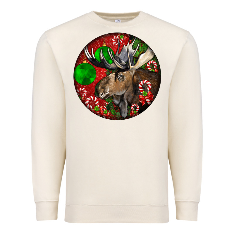 Moose Buck Deer Christmas Premium Sweatshirt by LillyAllenDesigns | Teevron