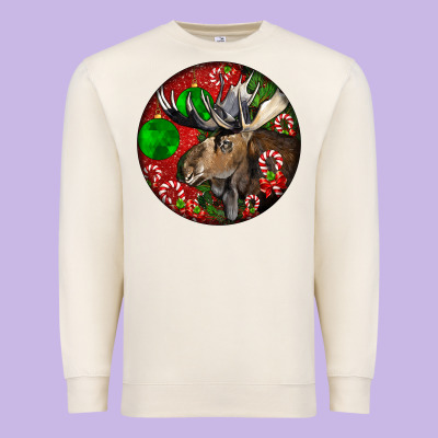 Moose Buck Deer Christmas Premium Sweatshirt Designed By Lillyallendesigns
