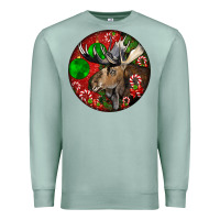 Seafoam moose buck deer christmas Premium Sweatshirt - LillyAllenDesigns