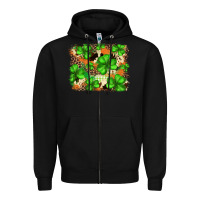 Black st.patricks plaid  green glitter cowhide  leopard Zipper Hoodie - FaDigitalArtStudio