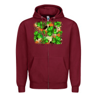 Burgundy st.patricks plaid  green glitter cowhide  leopard Zipper Hoodie - FaDigitalArtStudio