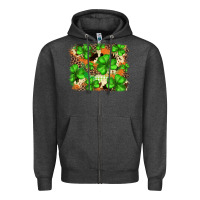 Charcoal Heather st.patricks plaid  green glitter cowhide  leopard Zipper Hoodie - FaDigitalArtStudio