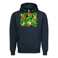 Navy st.patricks plaid  green glitter cowhide  leopard Zipper Hoodie - FaDigitalArtStudio