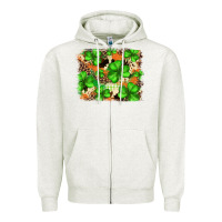 Oatmeal Heather st.patricks plaid  green glitter cowhide  leopard Zipper Hoodie - FaDigitalArtStudio