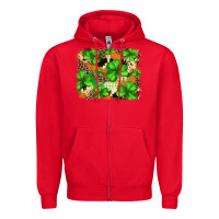 Red st.patricks plaid  green glitter cowhide  leopard Zipper Hoodie - FaDigitalArtStudio