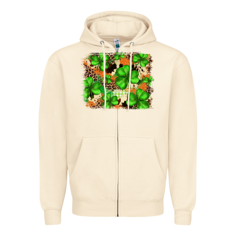 St.patricks Plaid  Green Glitter Cowhide  Leopard Zipper Hoodie by FaDigitalArtStudio | Teevron
