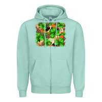 Seafoam st.patricks plaid  green glitter cowhide  leopard Zipper Hoodie - FaDigitalArtStudio