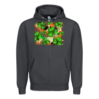 Smoke st.patricks plaid  green glitter cowhide  leopard Zipper Hoodie - FaDigitalArtStudio