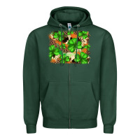 Sports Green st.patricks plaid  green glitter cowhide  leopard Zipper Hoodie - FaDigitalArtStudio