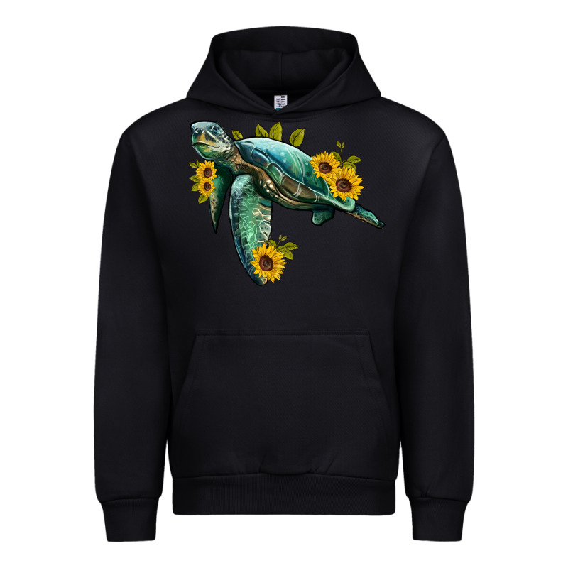 Sea Turtle With Sunflowers Urban Hoodie by Artiststas | Teevron