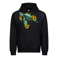 Black sea turtle with sunflowers Urban Hoodie - Artiststas
