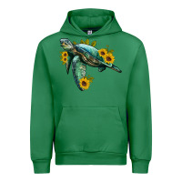 Emerald sea turtle with sunflowers Urban Hoodie - Artiststas