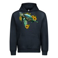 Navy sea turtle with sunflowers Urban Hoodie - Artiststas