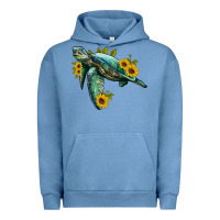 Pigment Pebble Blue sea turtle with sunflowers Urban Hoodie - Artiststas