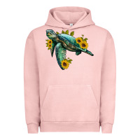 Pigment Salmon sea turtle with sunflowers Urban Hoodie - Artiststas