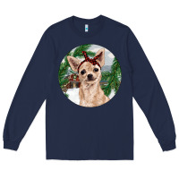 Navy Chihuahua And Farm Long Sleeve Tee - RanaPortraitStore